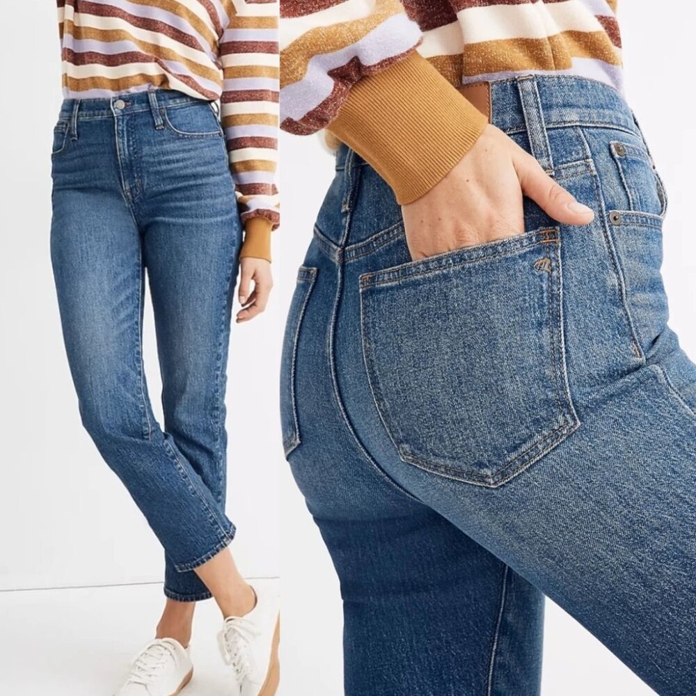 Madewell Full-Length Classic Straight-Leg Jeans in Medium Blue Wash